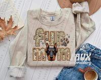 Doberman Fur Mom Faux Embroidery DTF transfer 13727