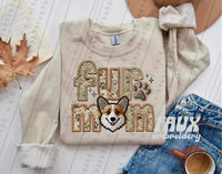 Corgi Fur Mom Faux Embroidery DTF transfer 13725