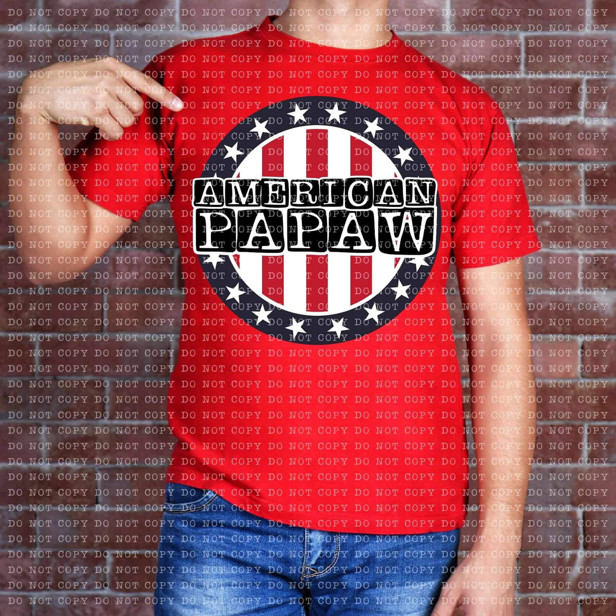 American papaw circle red and white stripes (ECHT) 26890 DTF transfer
