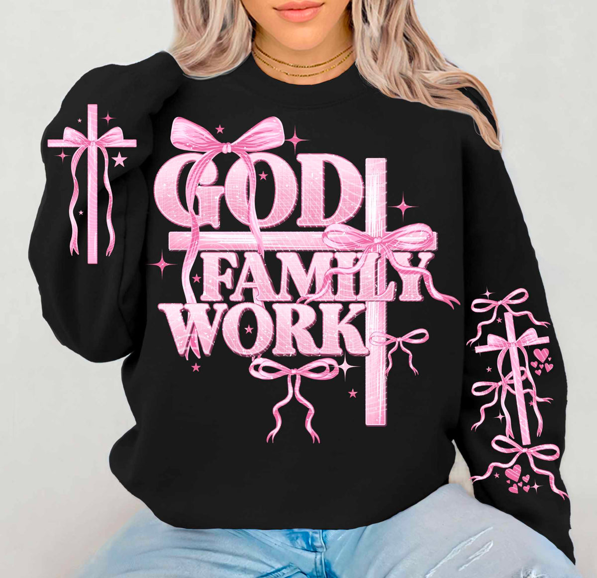 God family work pink FRONT ONLY (AG) 73477 DTF transfer
