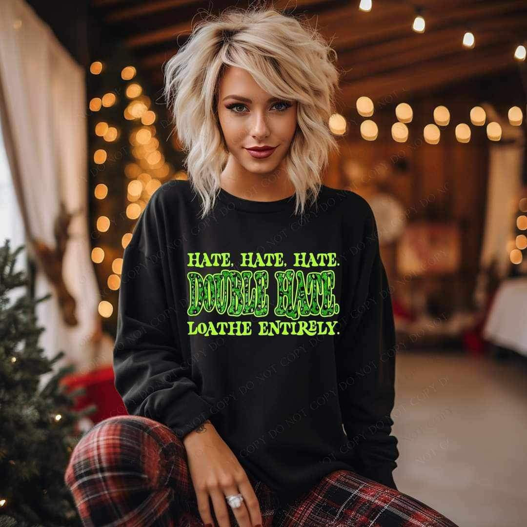 Hate hate hate sequin green leopard 17359 DTF TRANSFER