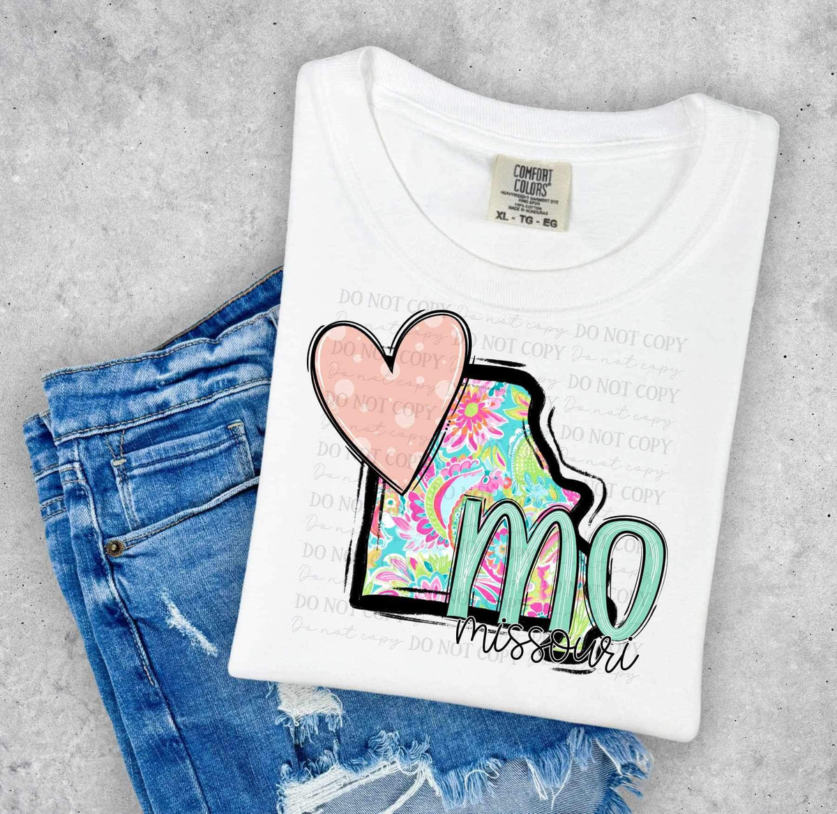 MO Missouri colorful with light pink heart (ABD) 27001 DTF transfer