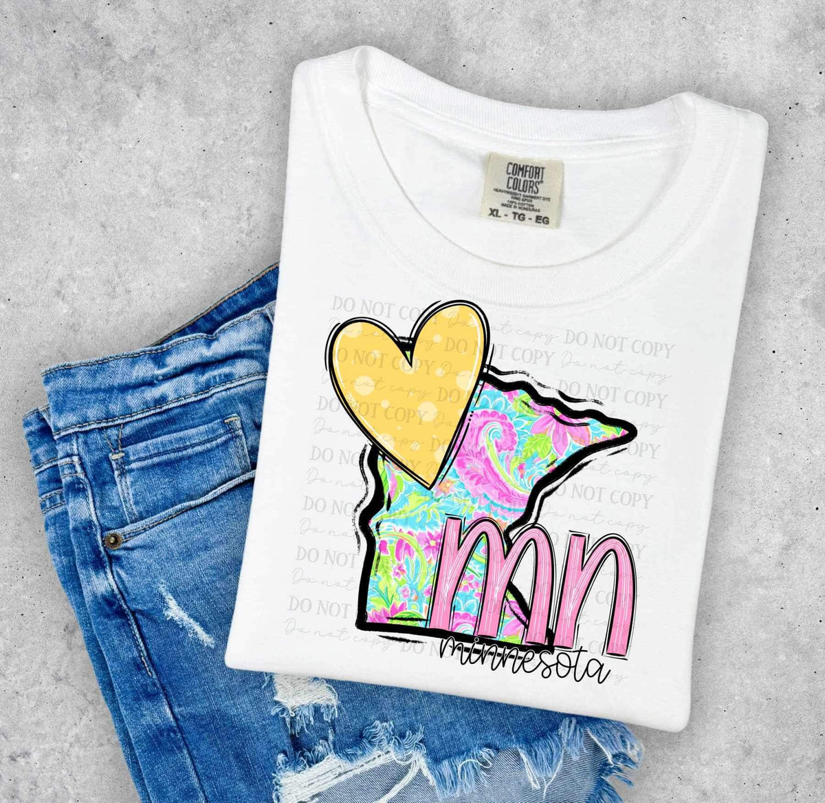 MN Minnesota colorful with yellow heart (ABD) 27027 DTF transfer