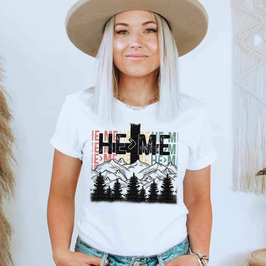 He > me cross and mountains 17377 DTF TRANSFER