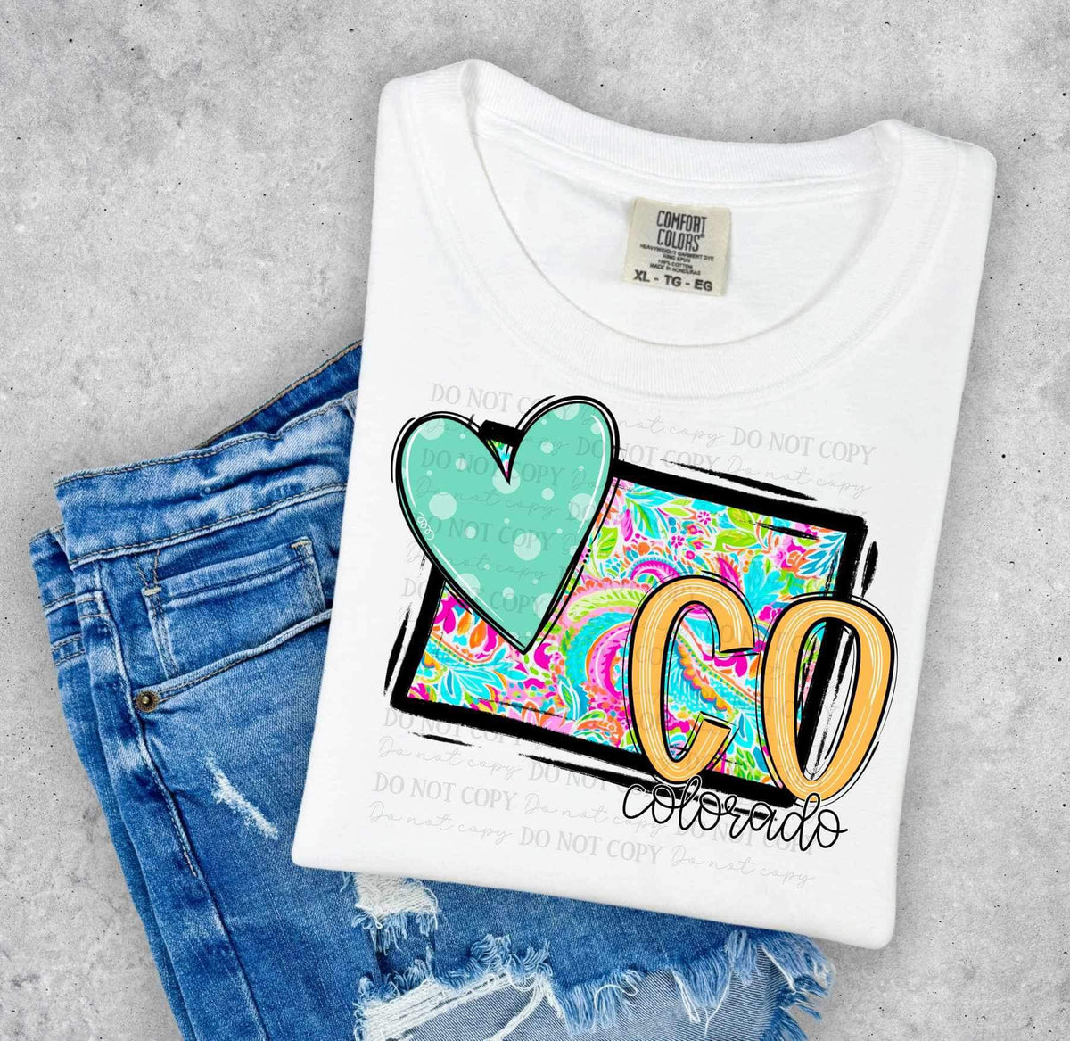 CO Colorado colorful with green heart (ABD) 27021 DTF transfer