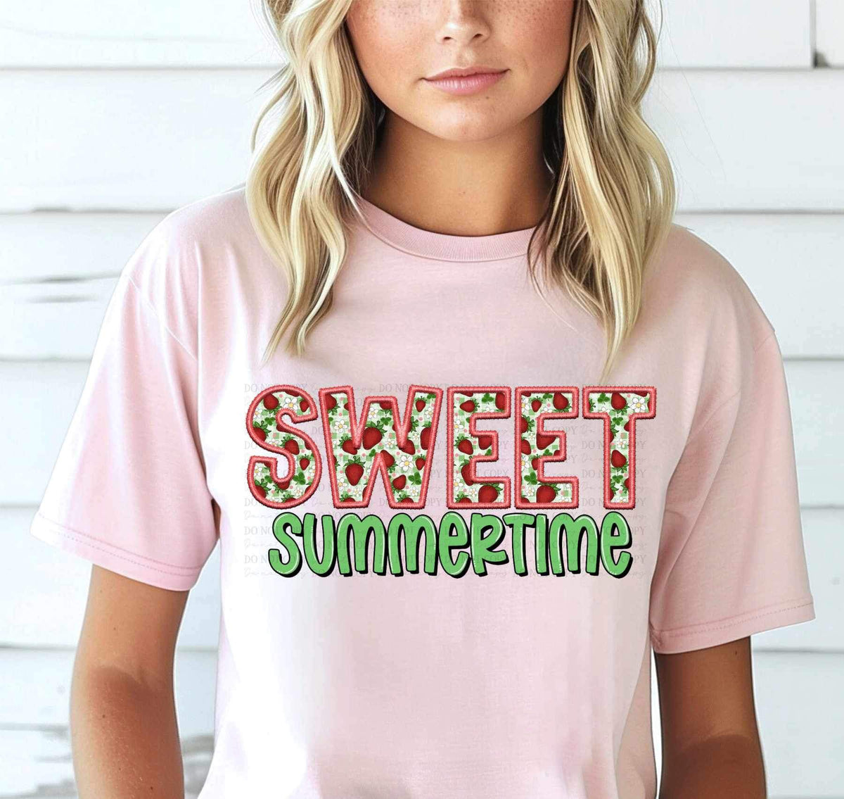 Sweet summer time strawberry embroidery (ABD) 26977 DTF transfer