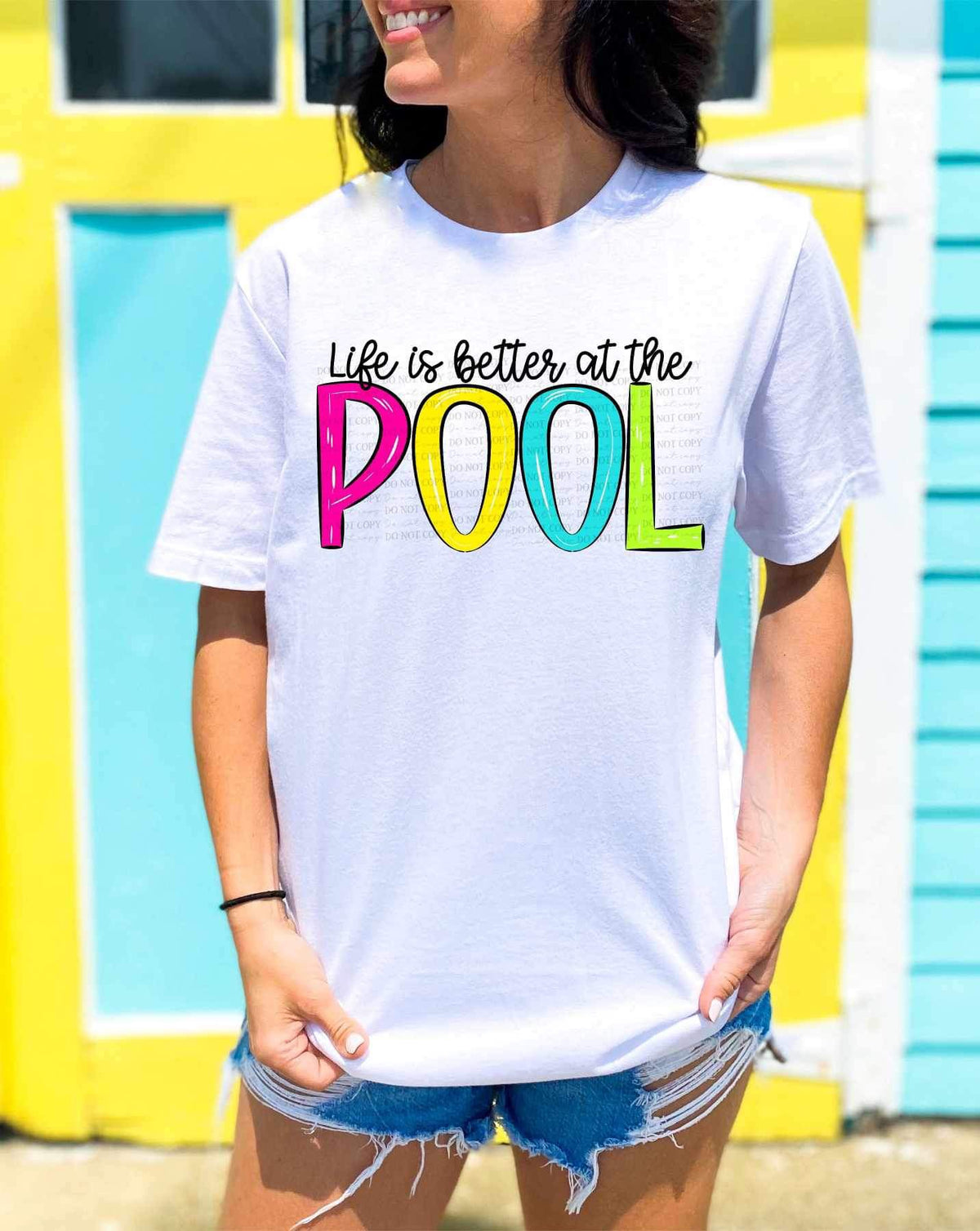 Life is better at the pool colorful (ABD) 26980 DTF transfer