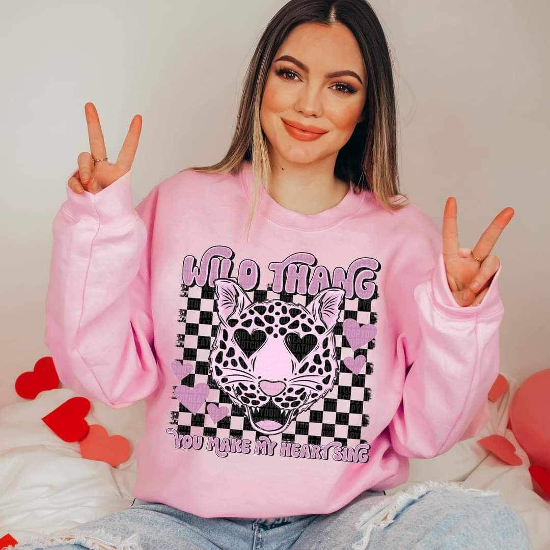 Wild thang you make my heart sing PINK FONT 17369 DTF TRANSFER