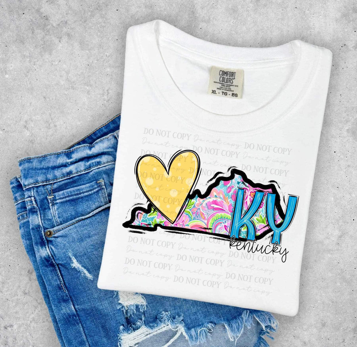 KY Kentucky colorful with yellow heart (ABD) 27026 DTF transfer