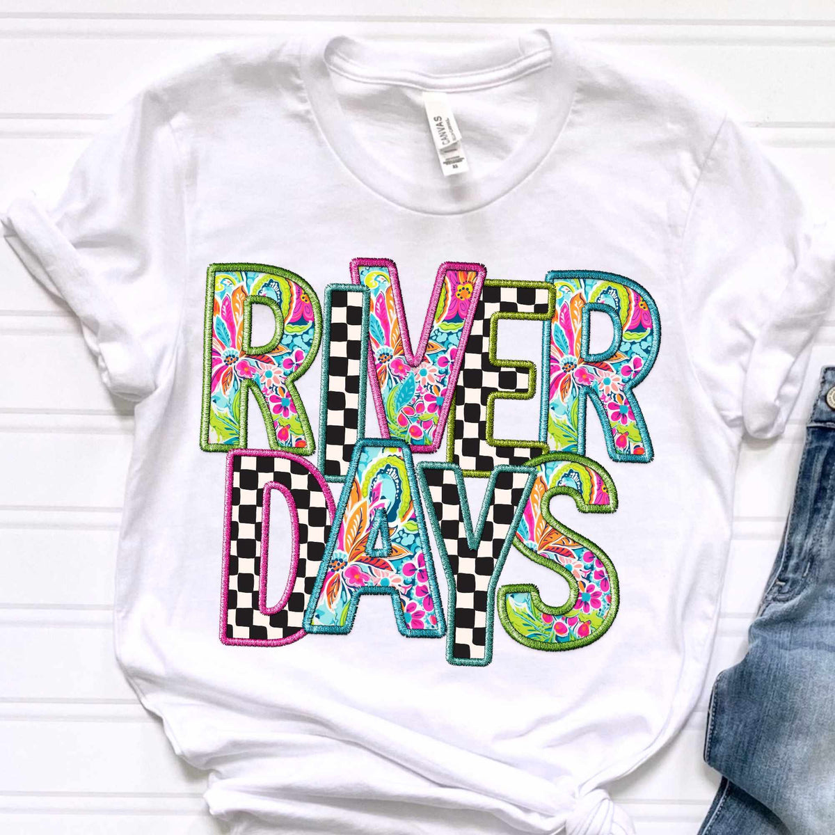 River days paisley and checkered embroidery (CITY) 37059 DTF transfer