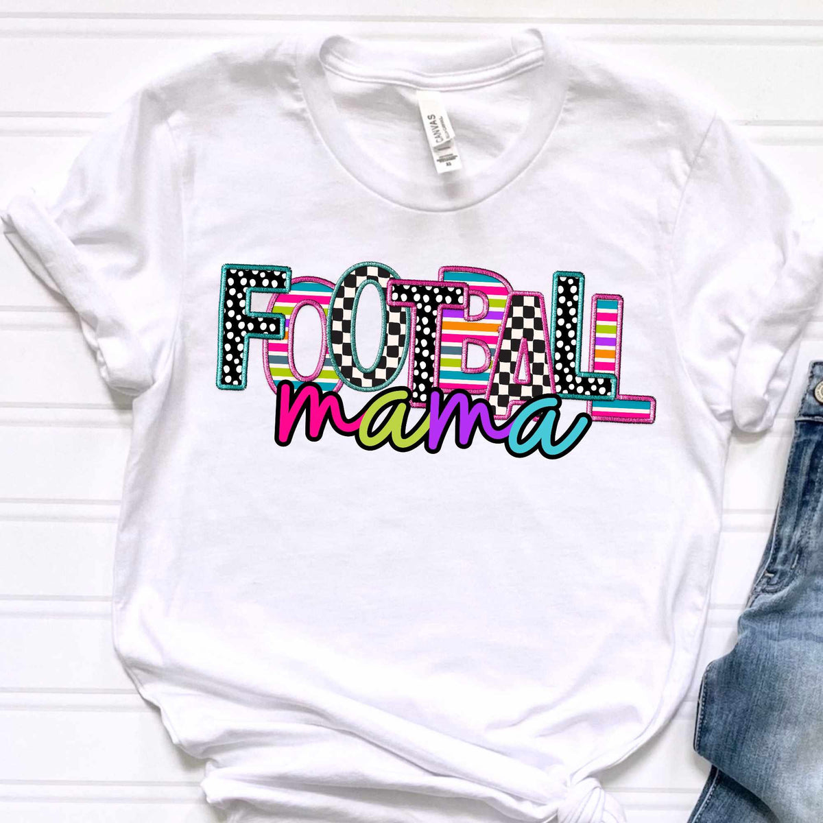 Football mama patterned embroidery (CITY) 37053 DTF transfer