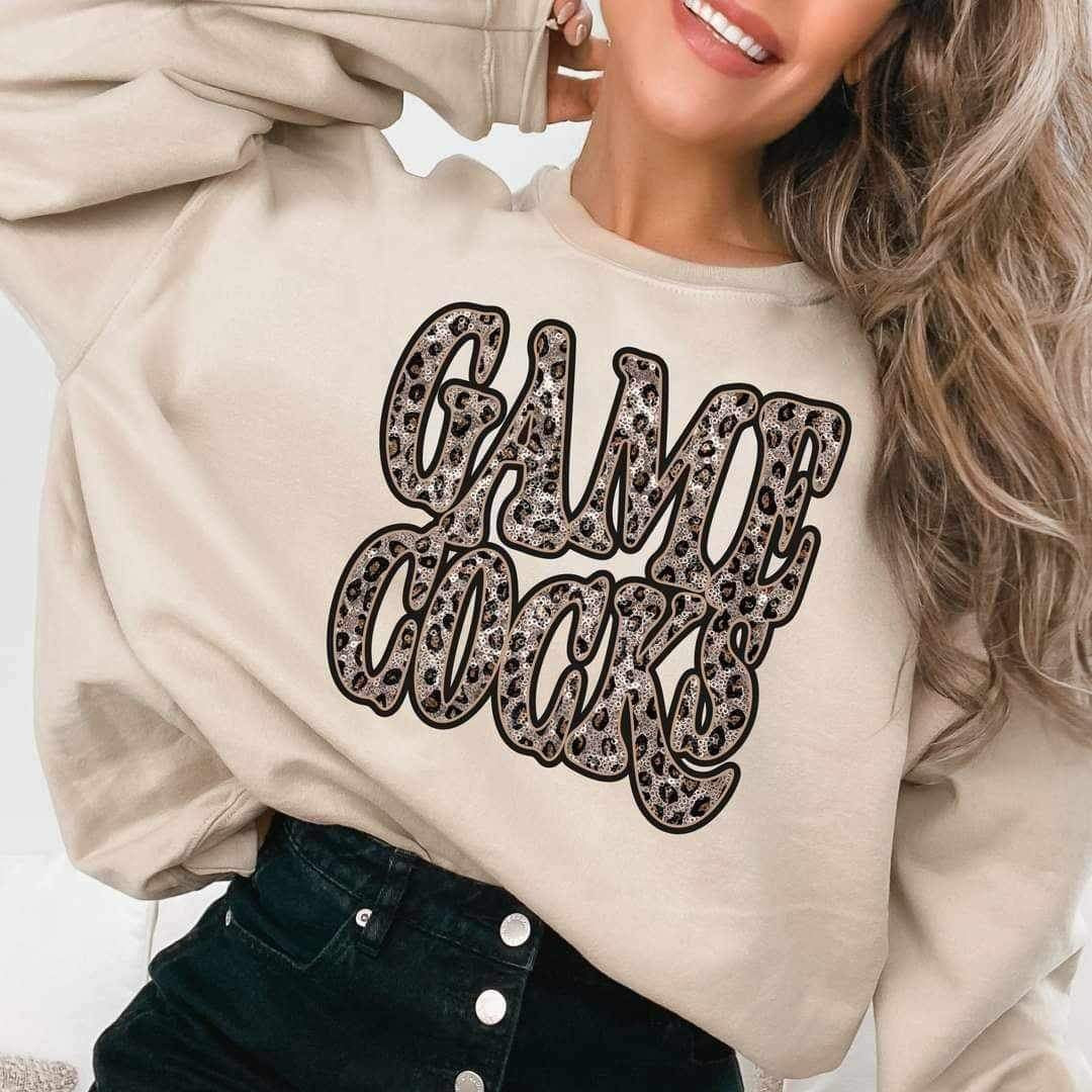 Game cocks sequin leopard 17415 DTF TRANSFER