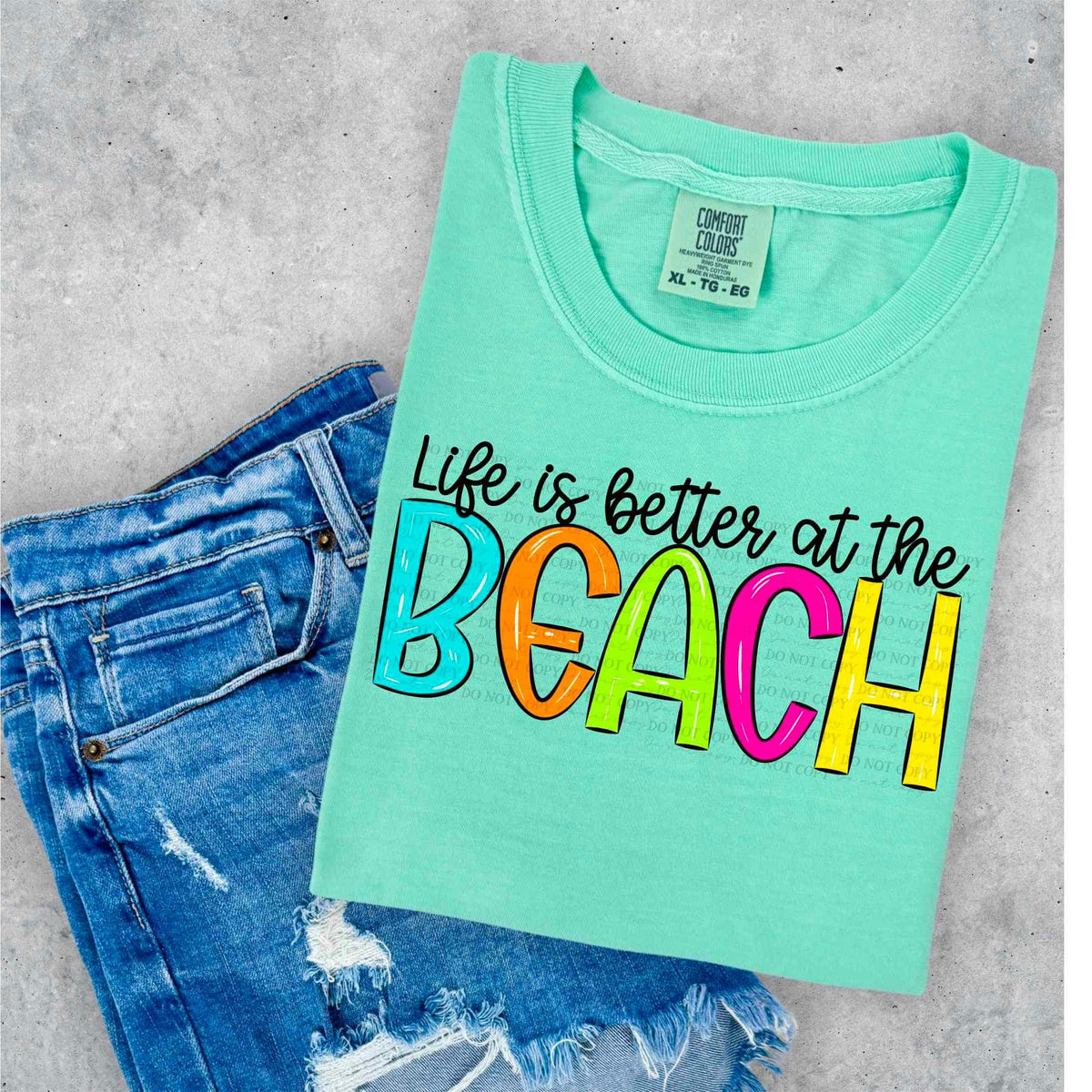 Life is better at the beach colorful (ABD) 26971 DTF transfer