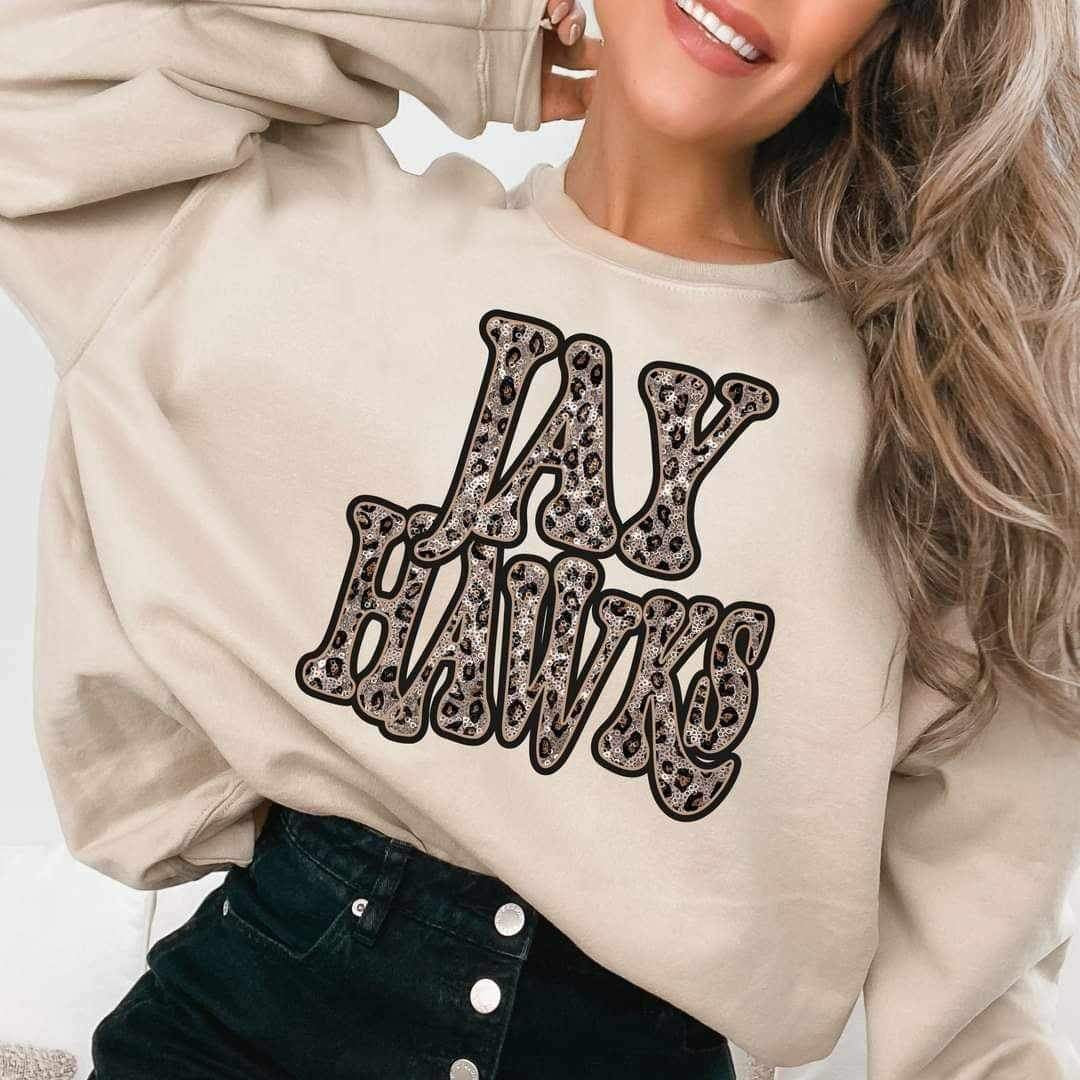 Jay hawks sequin leopard 17402 DTF TRANSFER