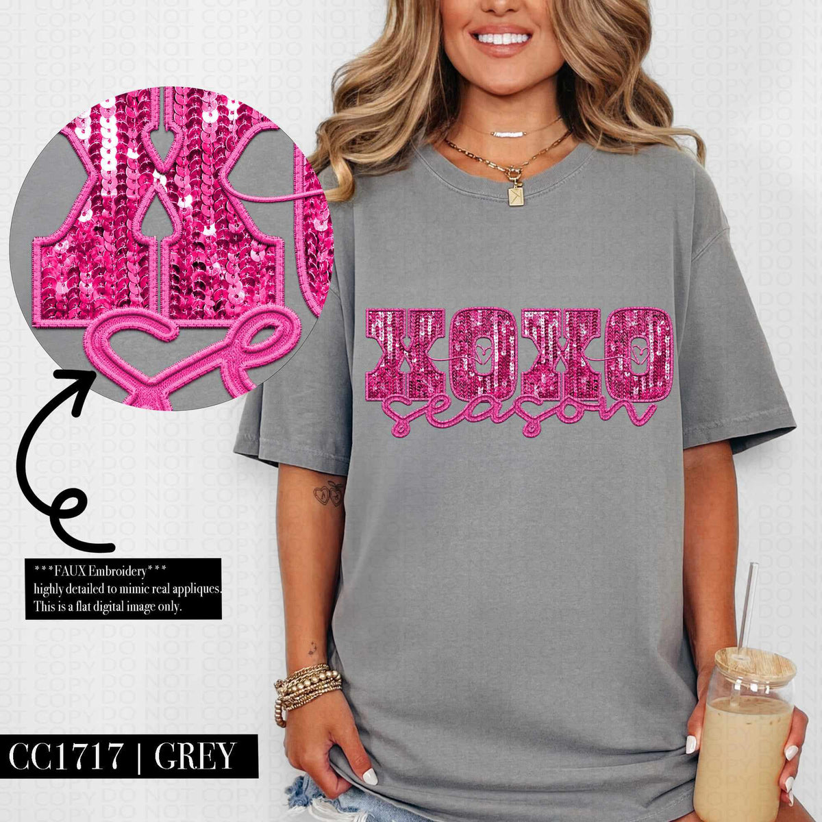 Xoxo season pink sequin (HW) 73561 DTF transfer