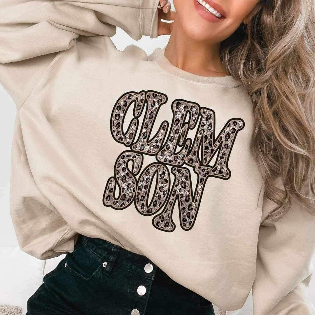 Clemson sequin leopard 17404 DTF TRANSFER