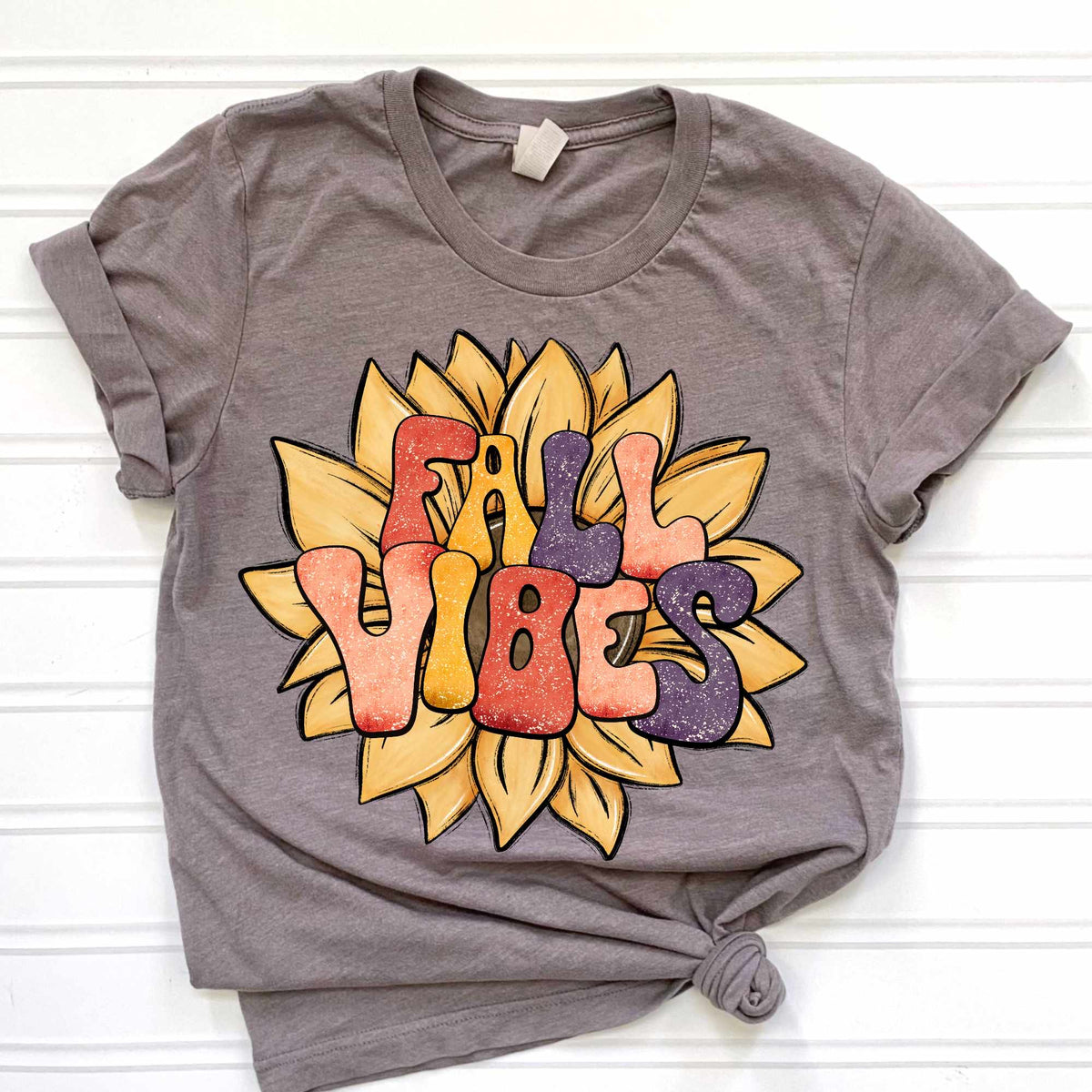 Fall vibes bubble letters SUNFLOWER (CITY) 37037 DTF transfer