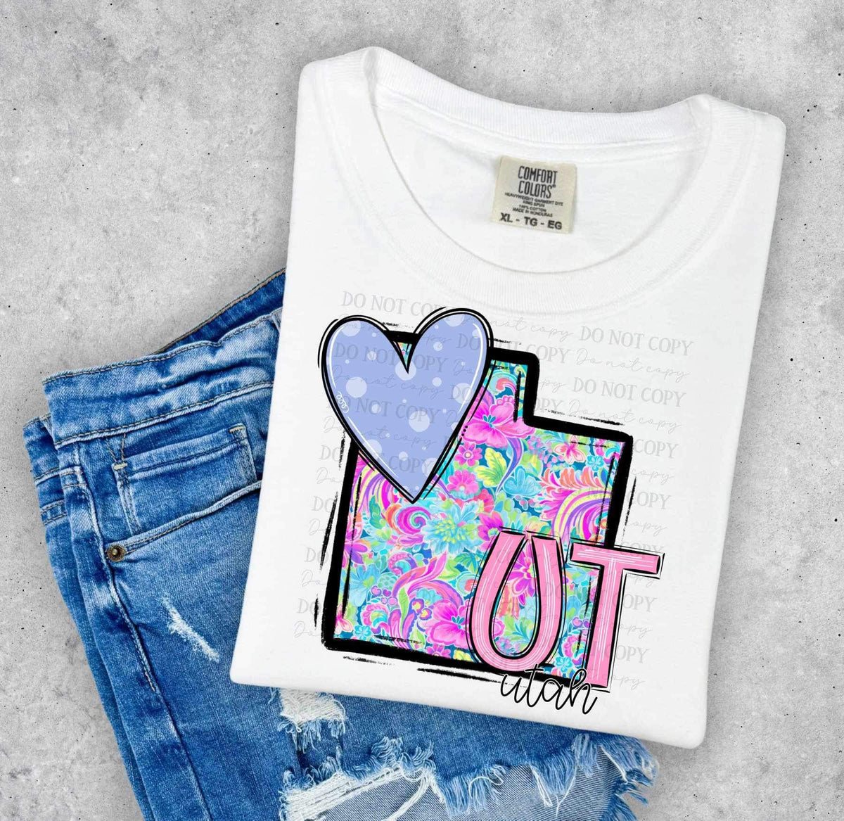 UT Utah colorful with purple heart (ABD) 26984 DTF transfer