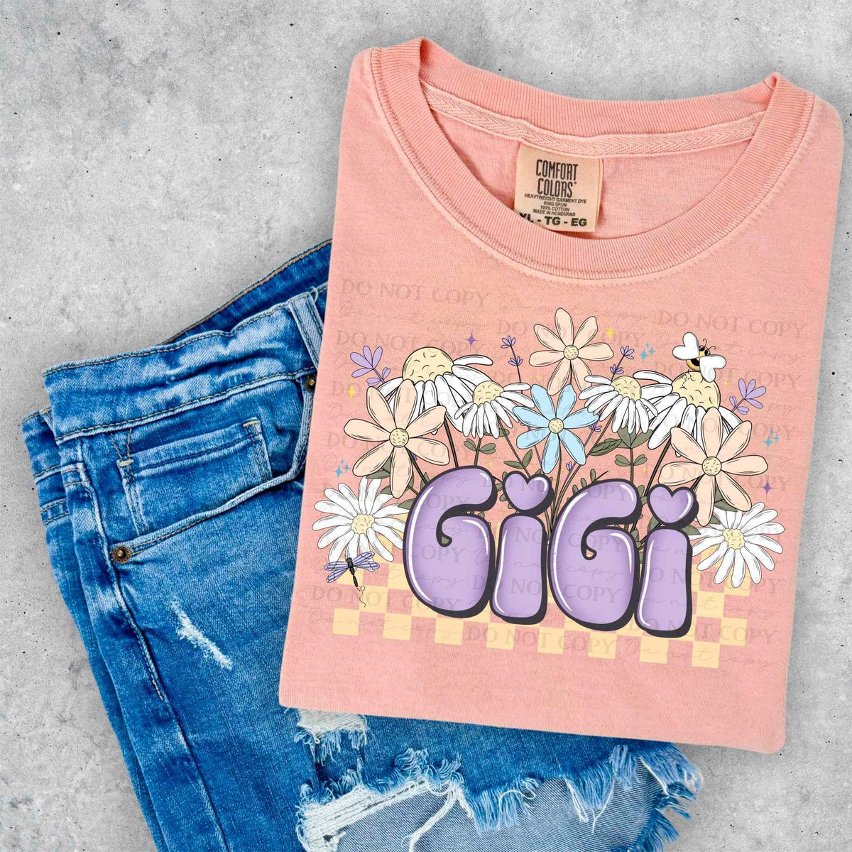 Gigi purple font spring florals (ABD) 26965 DTF transfer