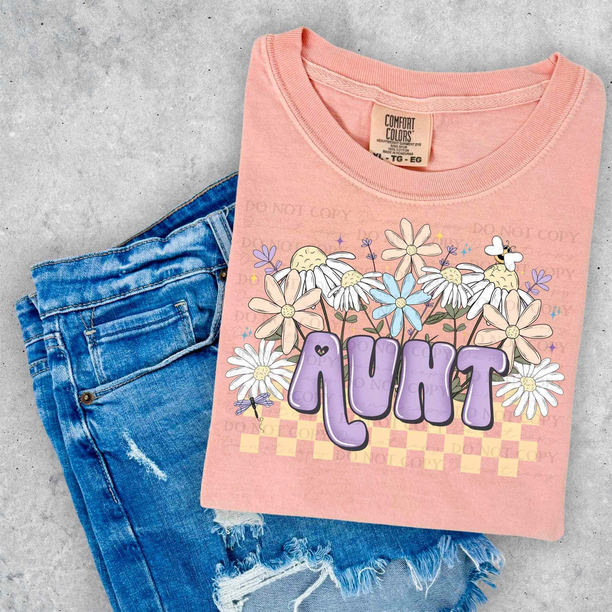Aunt purple font spring florals (ABD) 26963 DTF transfer