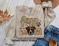 Brown/White Pitbull Fur Mom Faux Embroidery DTF transfer 13715