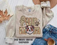 Red Merle Australian Shepherd Fur Mom Faux Embroidery DTF transfer 13744