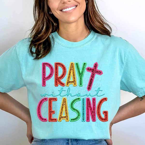 Pray without ceasing rainbow font 27036 DTF transfer