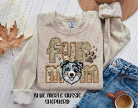 Blue Merle Australian Shepherd Fur Mom Faux Embroidery DTF transfer 13710