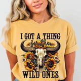 I got a thing for the wild ones bull skull and sunflowers 27033 DTF transfer