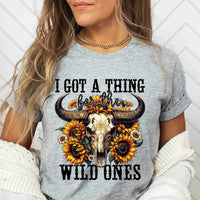 I got a thing for the wild ones bull skull and sunflowers 27033 DTF transfer