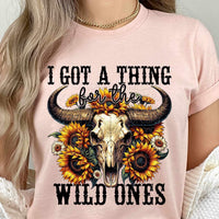 I got a thing for the wild ones bull skull and sunflowers 27033 DTF transfer