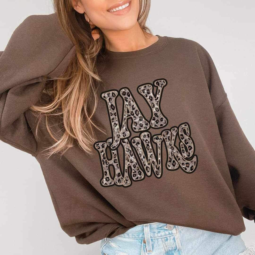 Jay hawks sequin leopard 17402 DTF TRANSFER