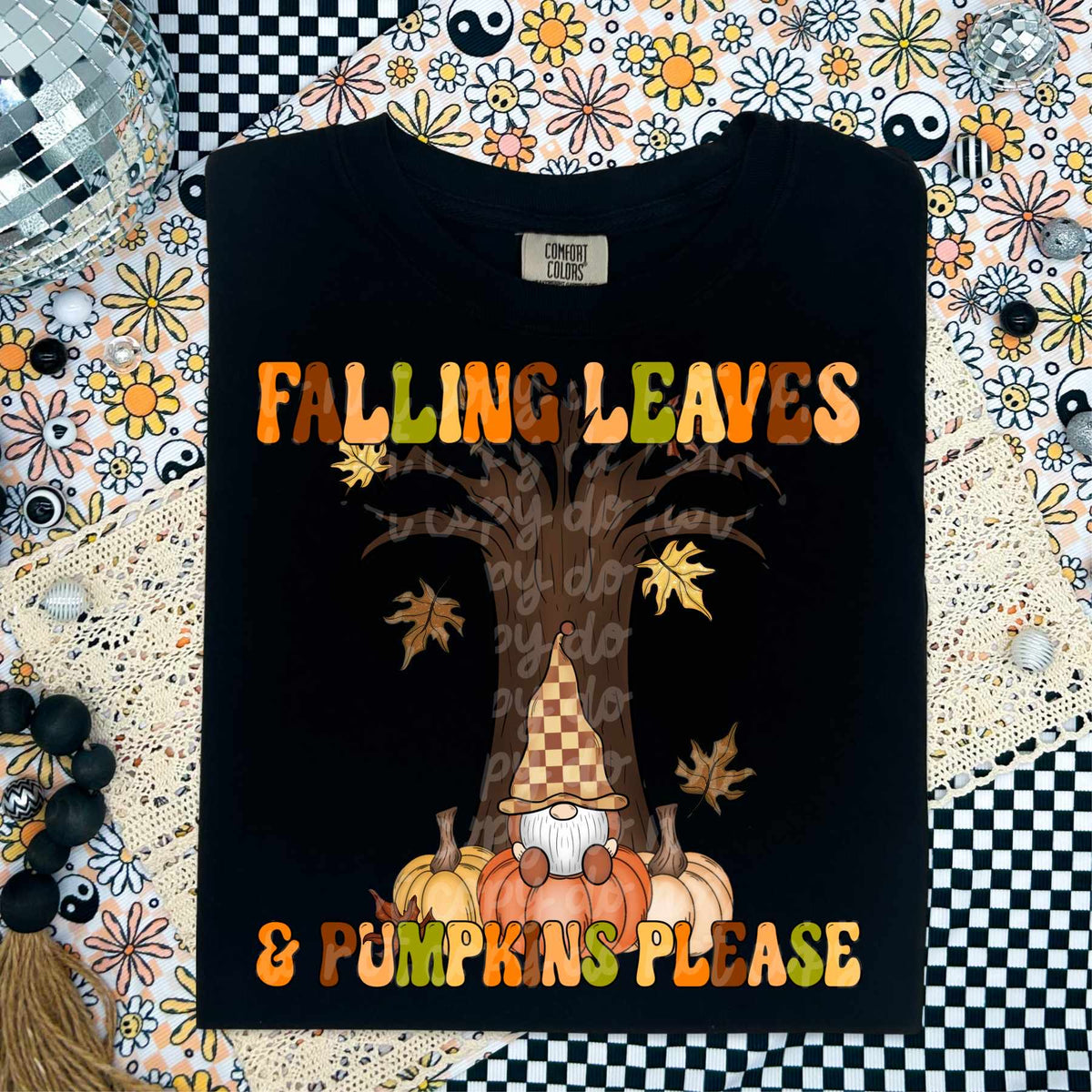 Falling leave & pumpkin please gnome (LANE) 58637 DTF transfer