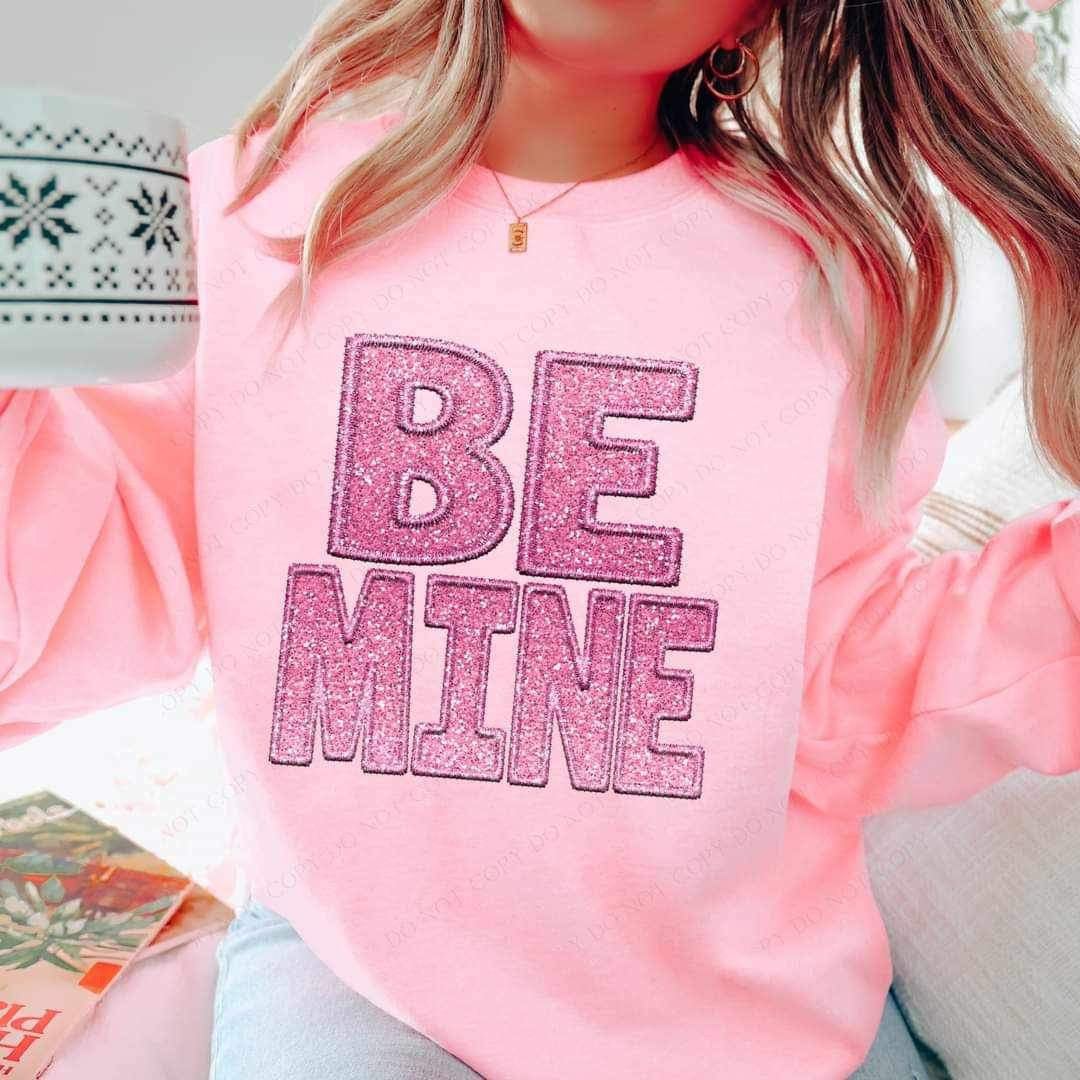Be mine pink sequin embroidery 17446 DTF TRANSFER