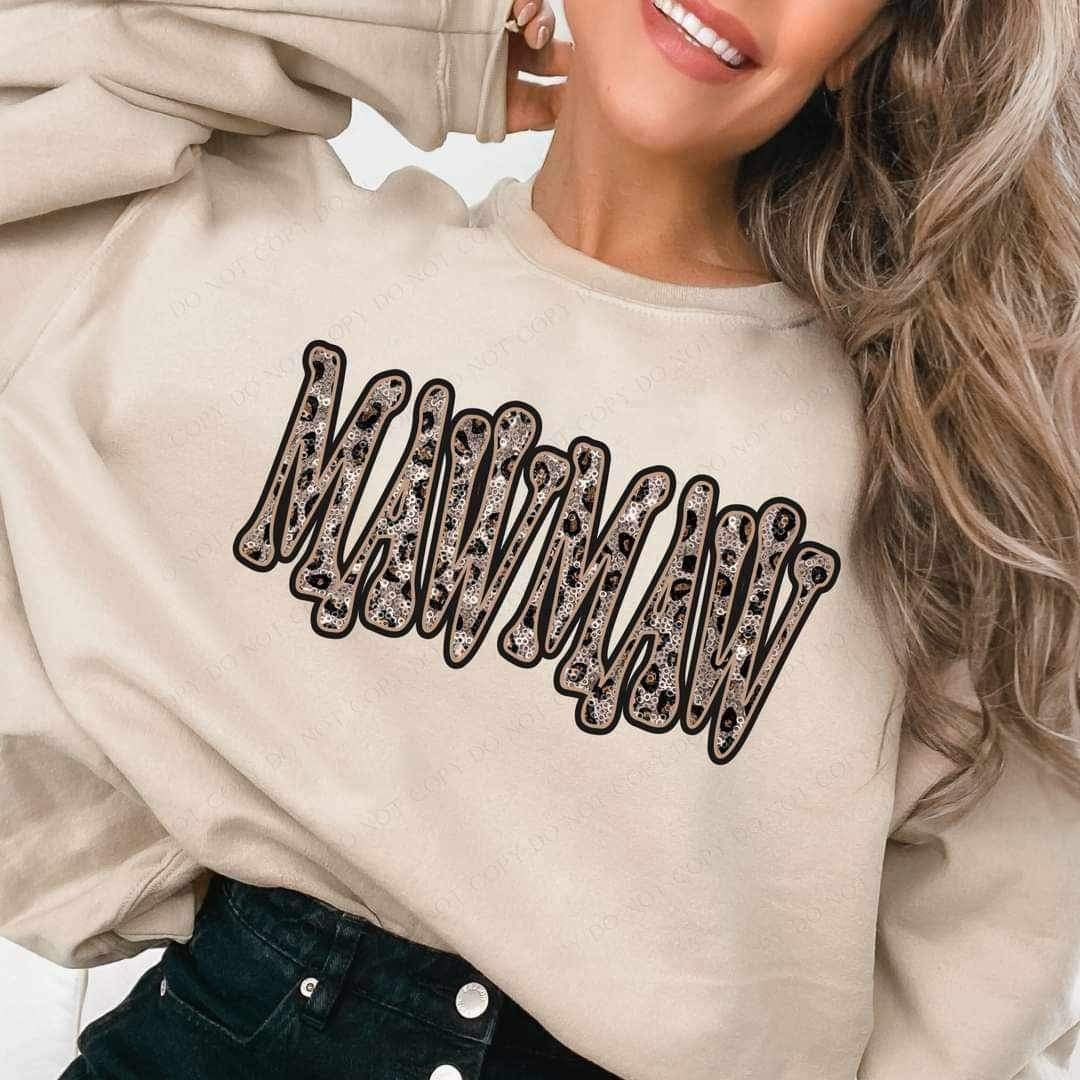 Mawmaw sequin leopard 17445 DTF TRANSFER