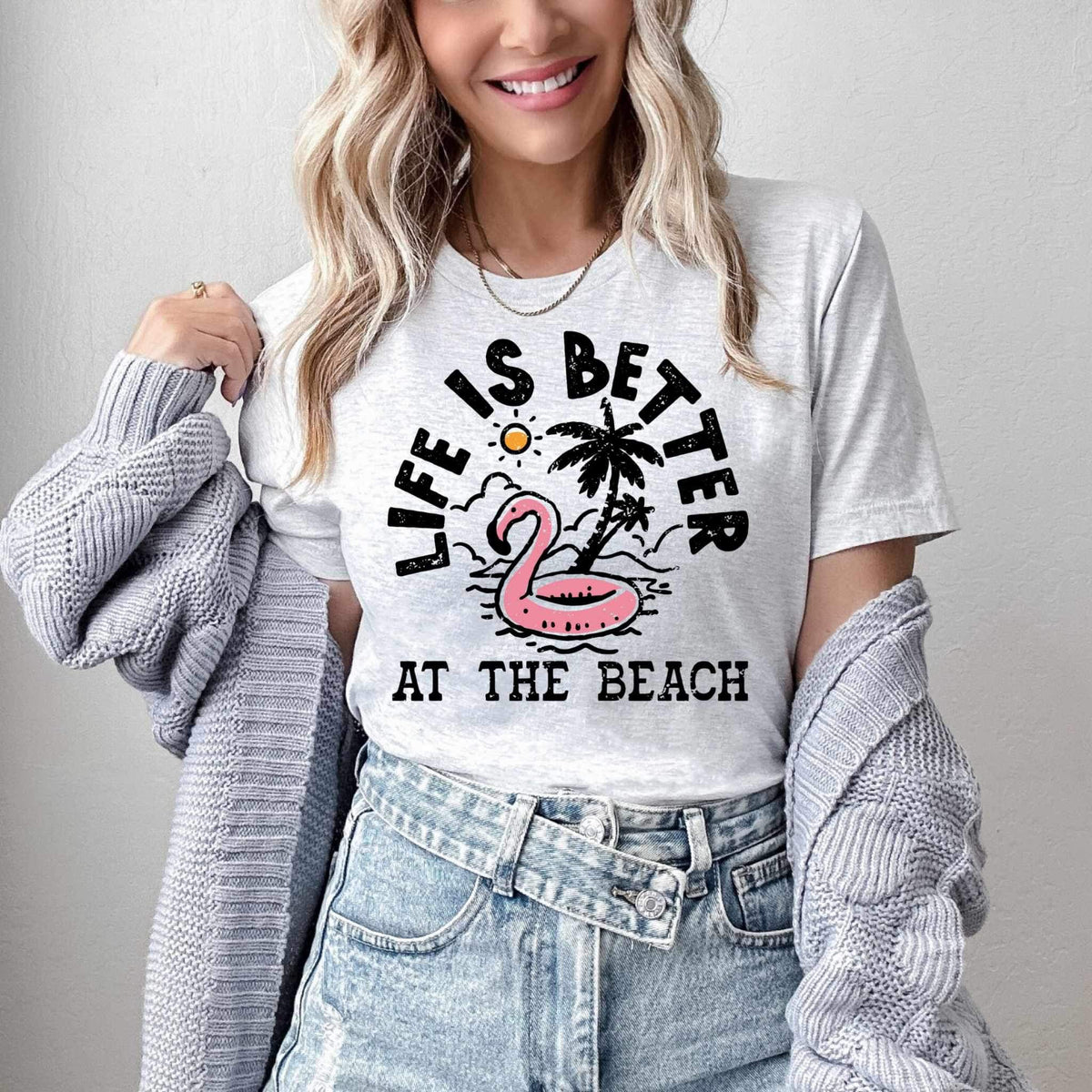 Life is better at the beach flamingo 27037 DTF transfer