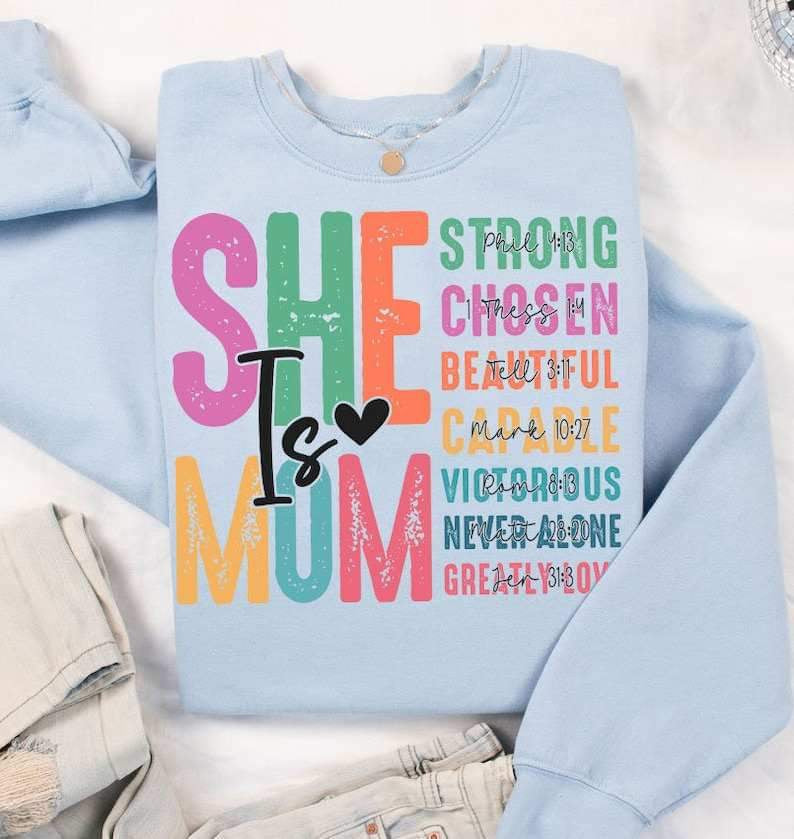 She is mom colorful grunge 27111 DTF transfer