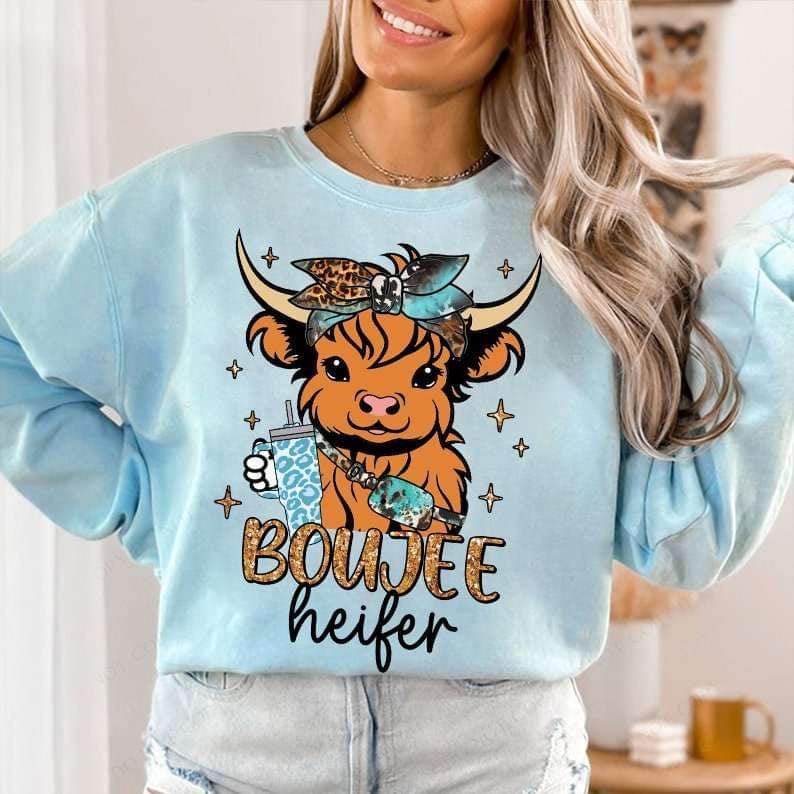 Boujee heifer blue items 27124 DTF transfer