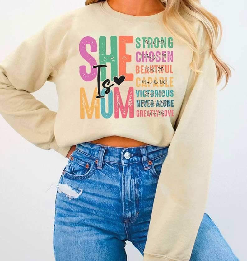 She is mom colorful grunge 27111 DTF transfer