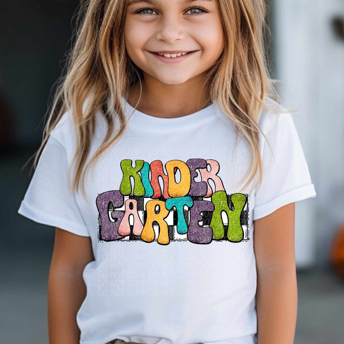 Kindergarten multicolor with checkered background (CITY) 37182 DTF transfer