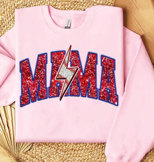 Mama red with baseball bolt 27105 DTF transfer