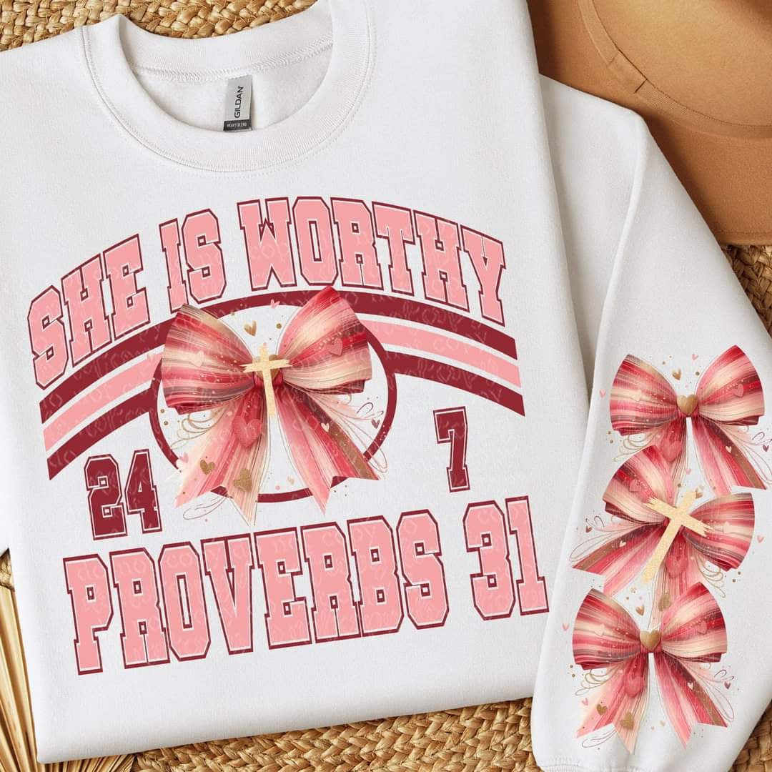 She is worthy bow FRONT ONLY (TTD) 73631 DTF transfer