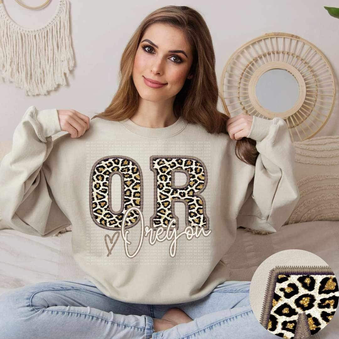 OR Oregon leopard embroidery 17477 DTF TRANSFER