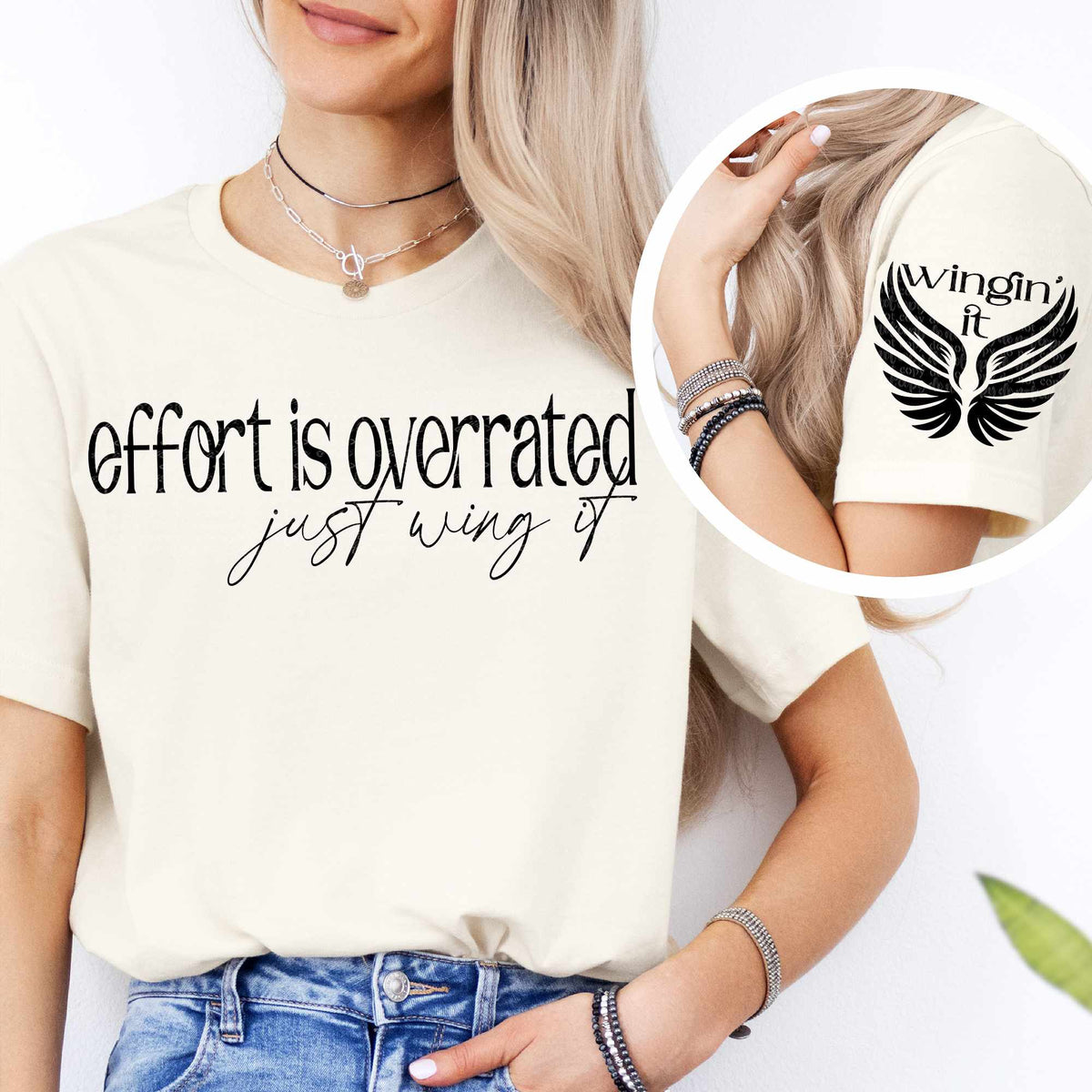 Effort is overrated just wing it BACK (TTD) 73611 DTF transfer