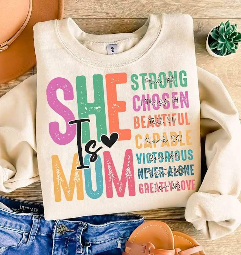 She is mom colorful grunge 27111 DTF transfer