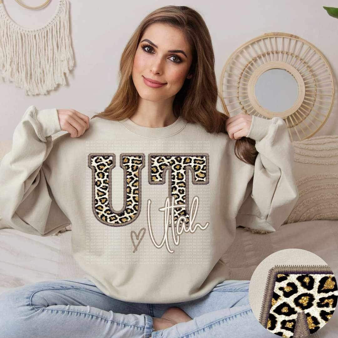 UT Utah leopard embroidery 17472 DTF TRANSFER
