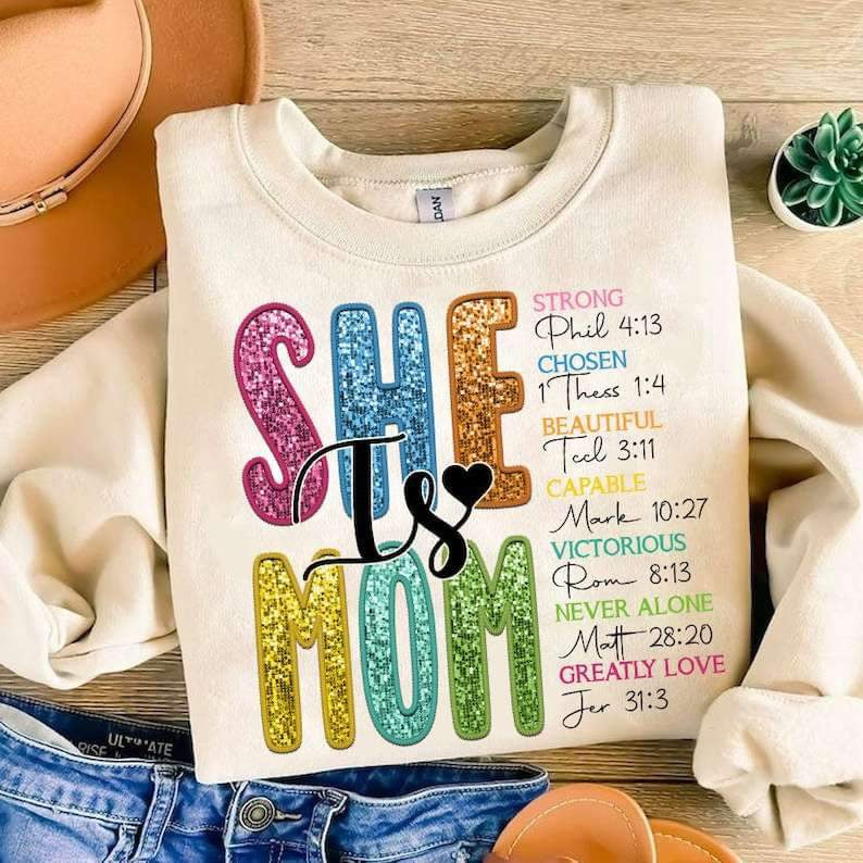 She is mom colorful sequin 27110 DTF transfer