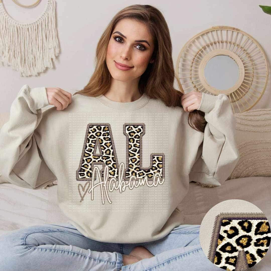 AL alabama leopard embroidery 17466 DTF TRANSFER