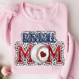 Baseball mom red and blue dotted background 27102 DTF transfer