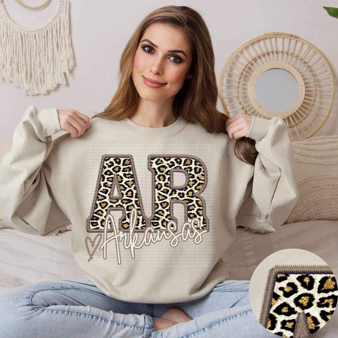 AR Arkansas leopard embroidery 17463 DTF TRANSFER
